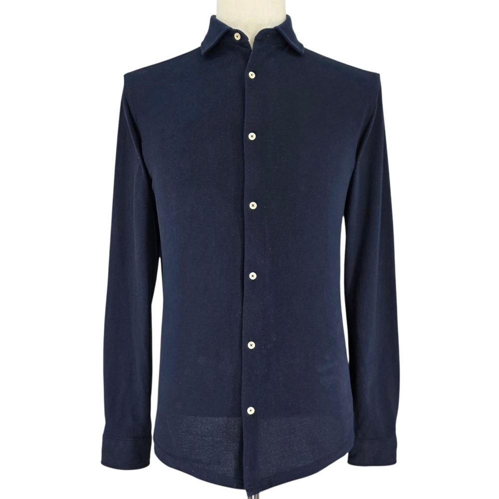 Quiet Luxury Doppelgänger Long Sleeve Polo Men’s L Navy Cotton Smart Casual